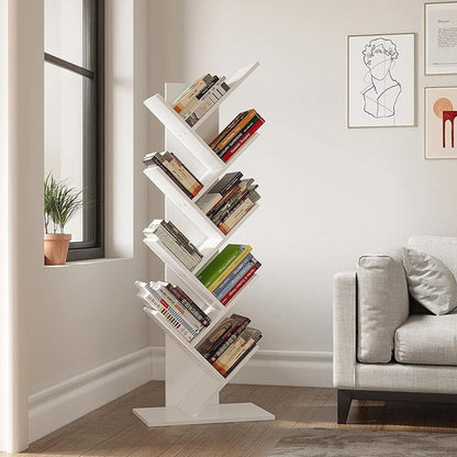 YITAHOME Bücherregal 9 Ebenen Weiß Holz Industrie Standregal