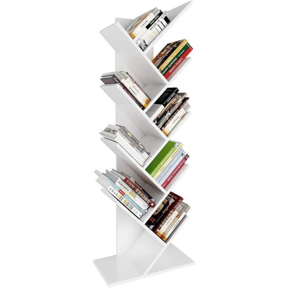 YITAHOME Bücherregal 9 Ebenen Weiß Holz Industrie Standregal