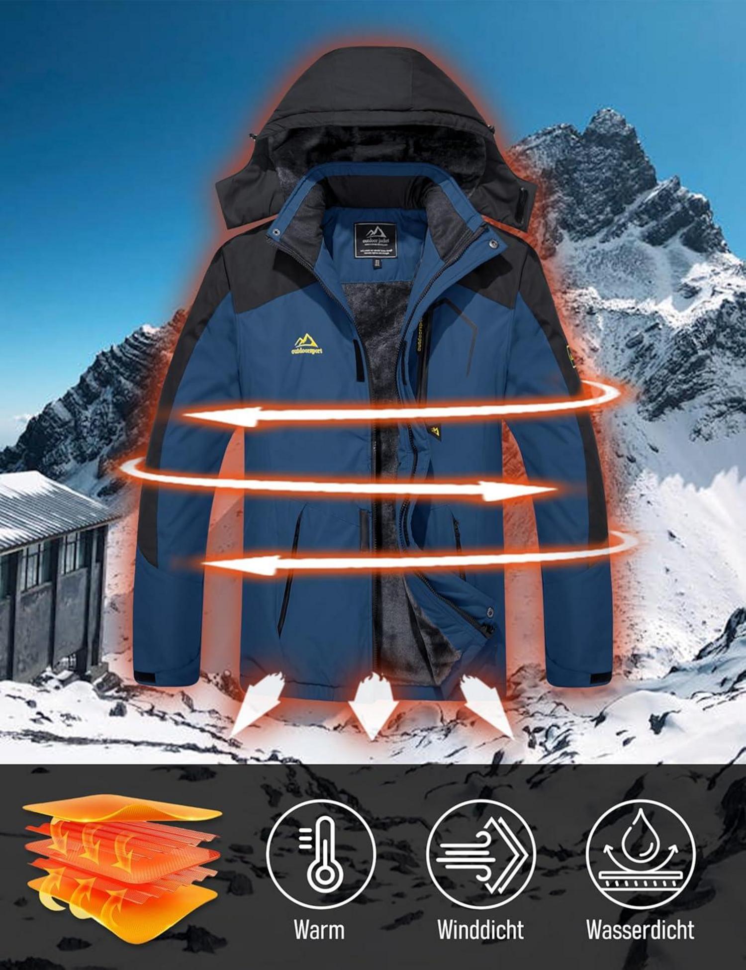 Winter Skijacke Herren Fleece Gefüttert Outdoor Softshelljacke