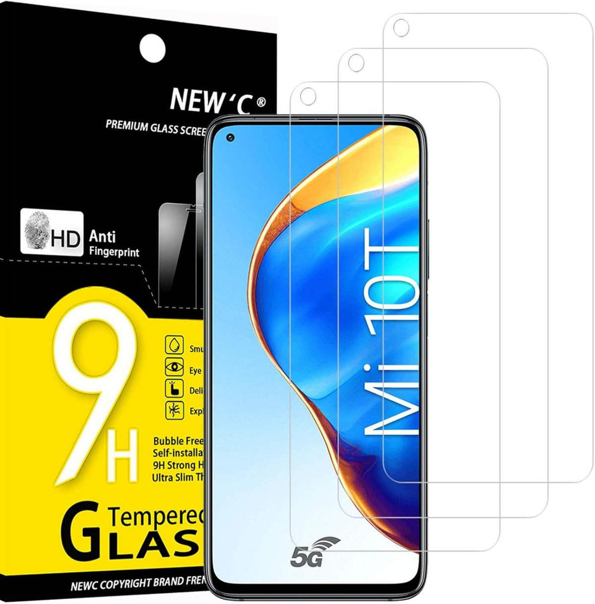 Panzer Schutz Glas für Xiaomi Mi 10T 5G, Mi 10T Pro 5G 9H Ultra-klar