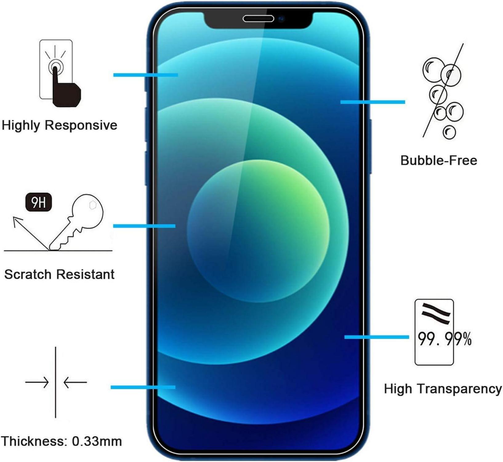 Panzer Schutz Glas iPhone 12 Pro Displayschutz 9H Härte 2