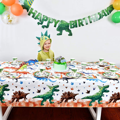 Dinosaurier Tischdecke für Kindergeburtstagsfeier - 137 x 274cm, Einweg, Kunststoff