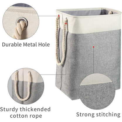Großer faltbarer Wäschekorb 78L Beige + Grau