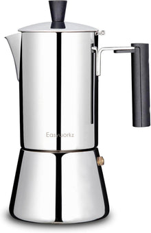 Espressokocher Edelstahl 4 Tassen 200ml Induktion Gas Herd Mokkakanne