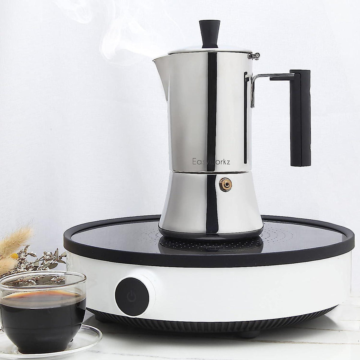 Espressokocher Edelstahl Induktion Gas Herd Mokkakanne 4 Tassen 200ml