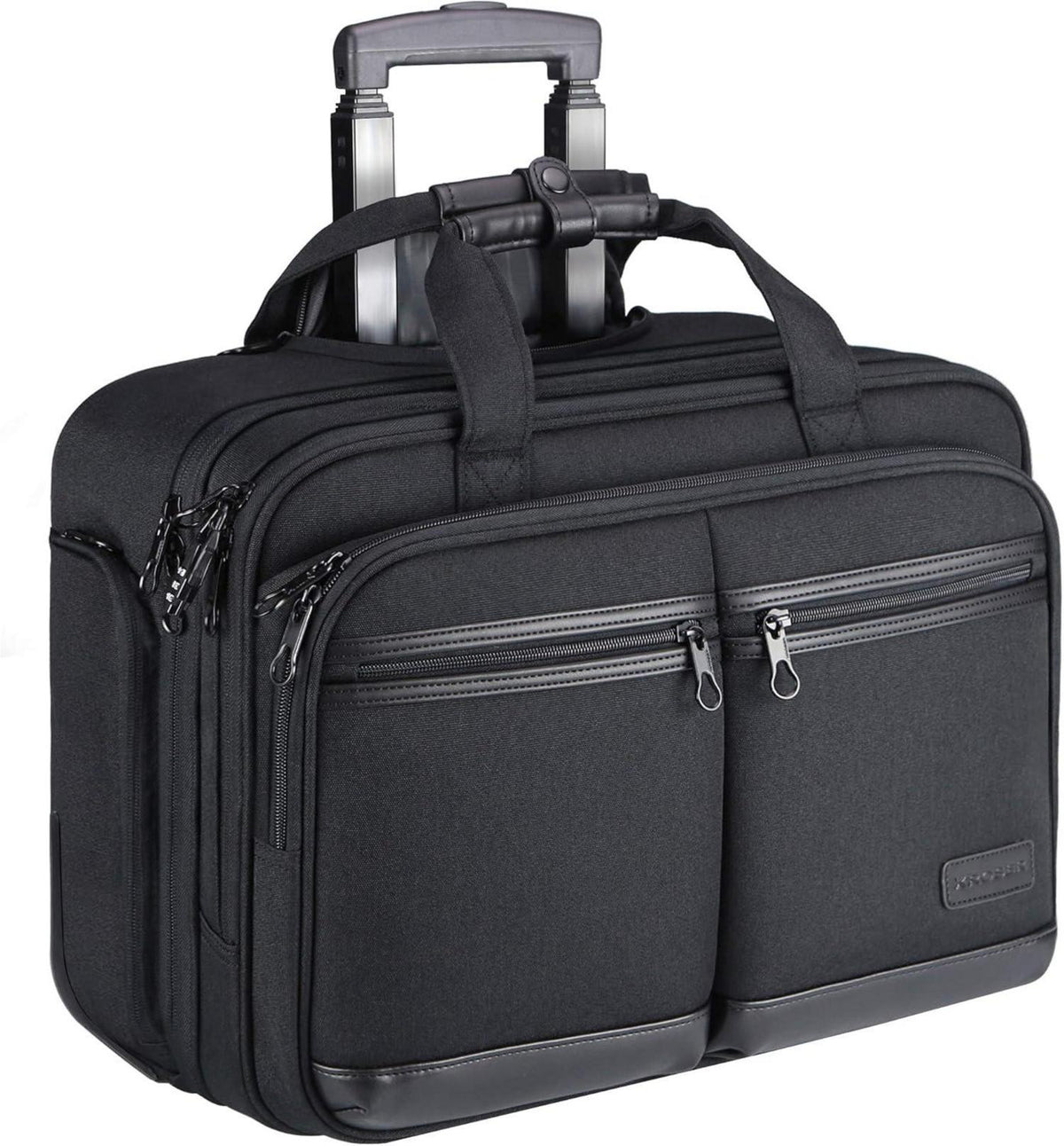Rollender Business Trolley für 17,3 Zoll Laptop mit RFID Schwarz