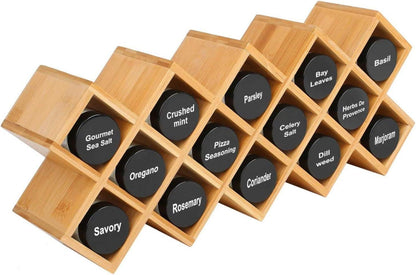 Bambus Gewürzregal 18 Edelstahl Gläsern Kräuter Organizer