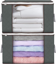 90L Storage Bags Pack of 2 with Lid, Foldable Underbed Box for Clothes