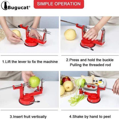Apfelschäler Profi 3in1 Obstschneider Spiralschneider Premium-Qualität