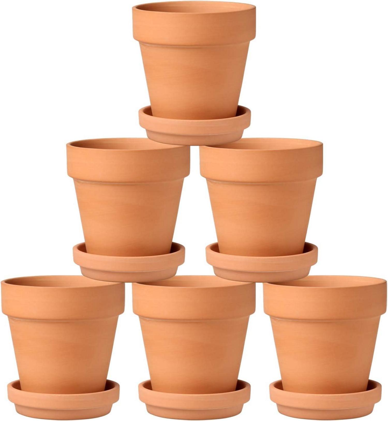 6er Set Terrakotta Töpfe mit Untersetzer 13x13 cm Sukkulenten