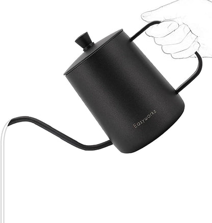 Pour Over Kaffeekanne 350ml Edelstahl Swanehals Schwarz