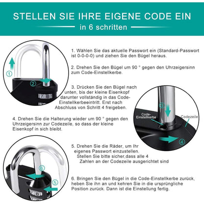 Zahlenschloss Spind Wetterfest Hängeschloss 4-Stellige