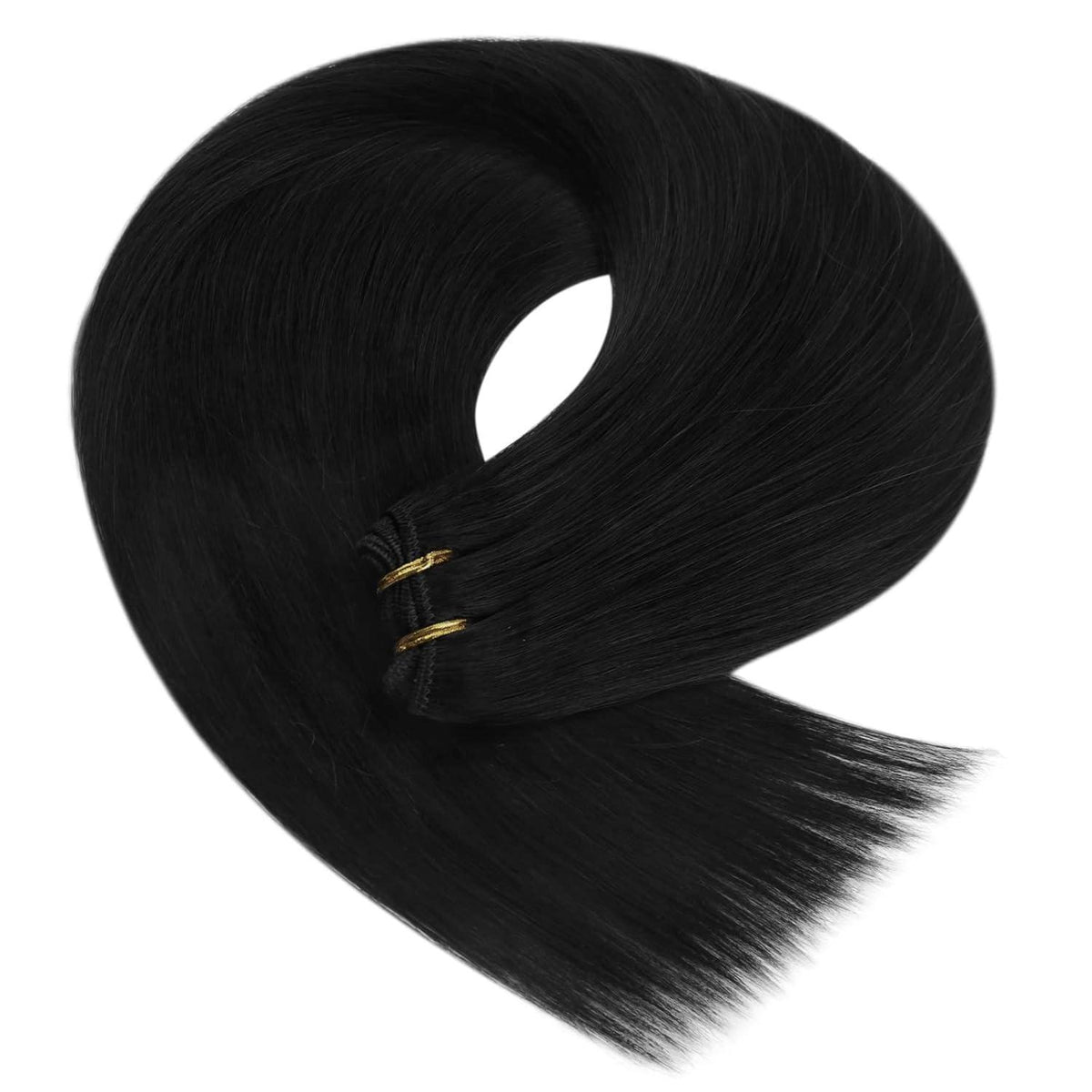 Echthaar Tressen Schwarz – Remy Haarverlängerung 40cm, 100g