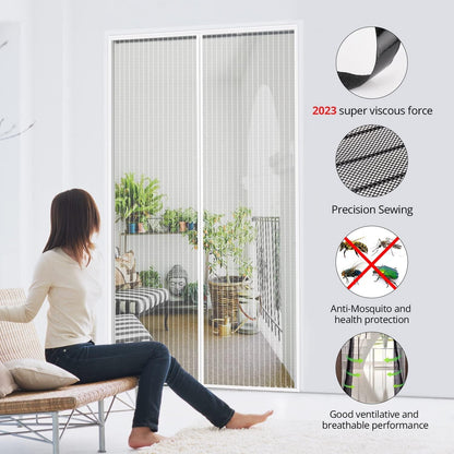 Fliegengitter 100x220cm für Erkerfenster, Magnetverschluss, ultra-dünn, ohne