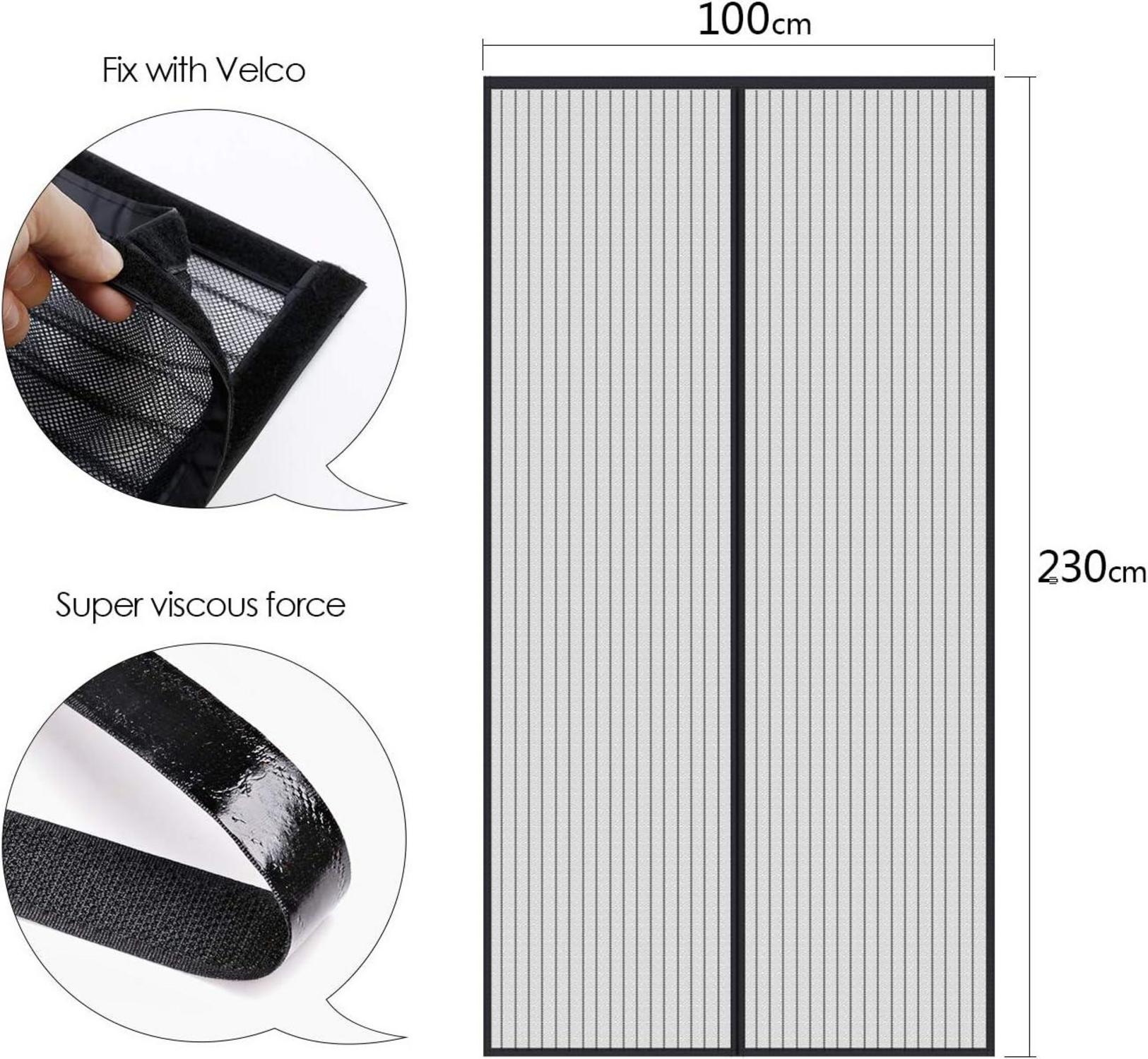 Fliegengitter magnetisch 100x230 cm Schwarz - Magnetverschluss