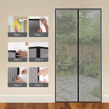 Fliegengitter magnetisch 100x230 cm Schwarz Ultradünn Magnetverschluss Schiebetür