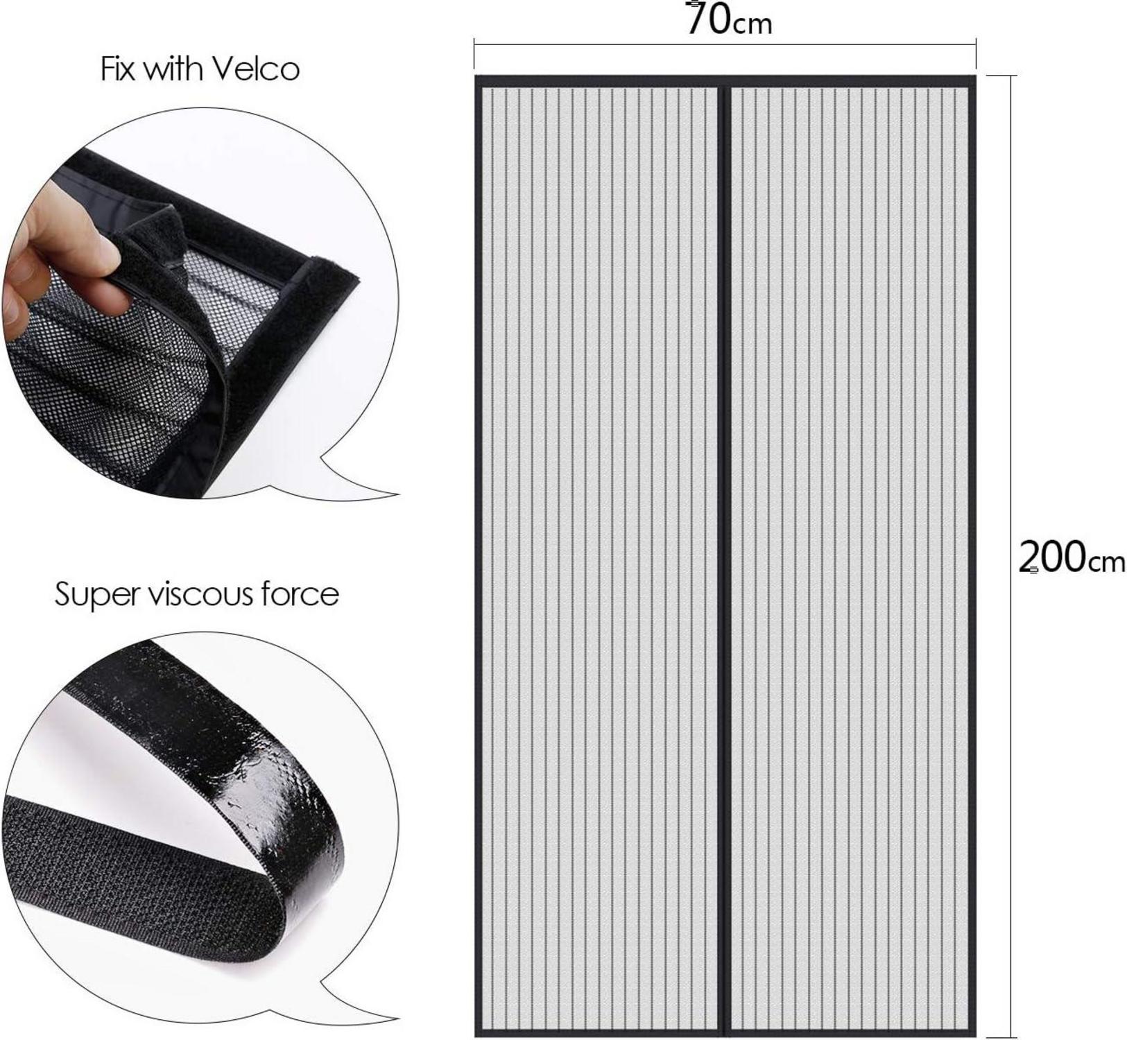 Fliegengitter Magnetisch 70x200cm Schwarz - Insektenschutz Tür Magnetverschluss