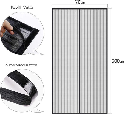 Fliegengitter Magnetisch 70x200cm Schwarz - Insektenschutz Tür Magnetverschluss