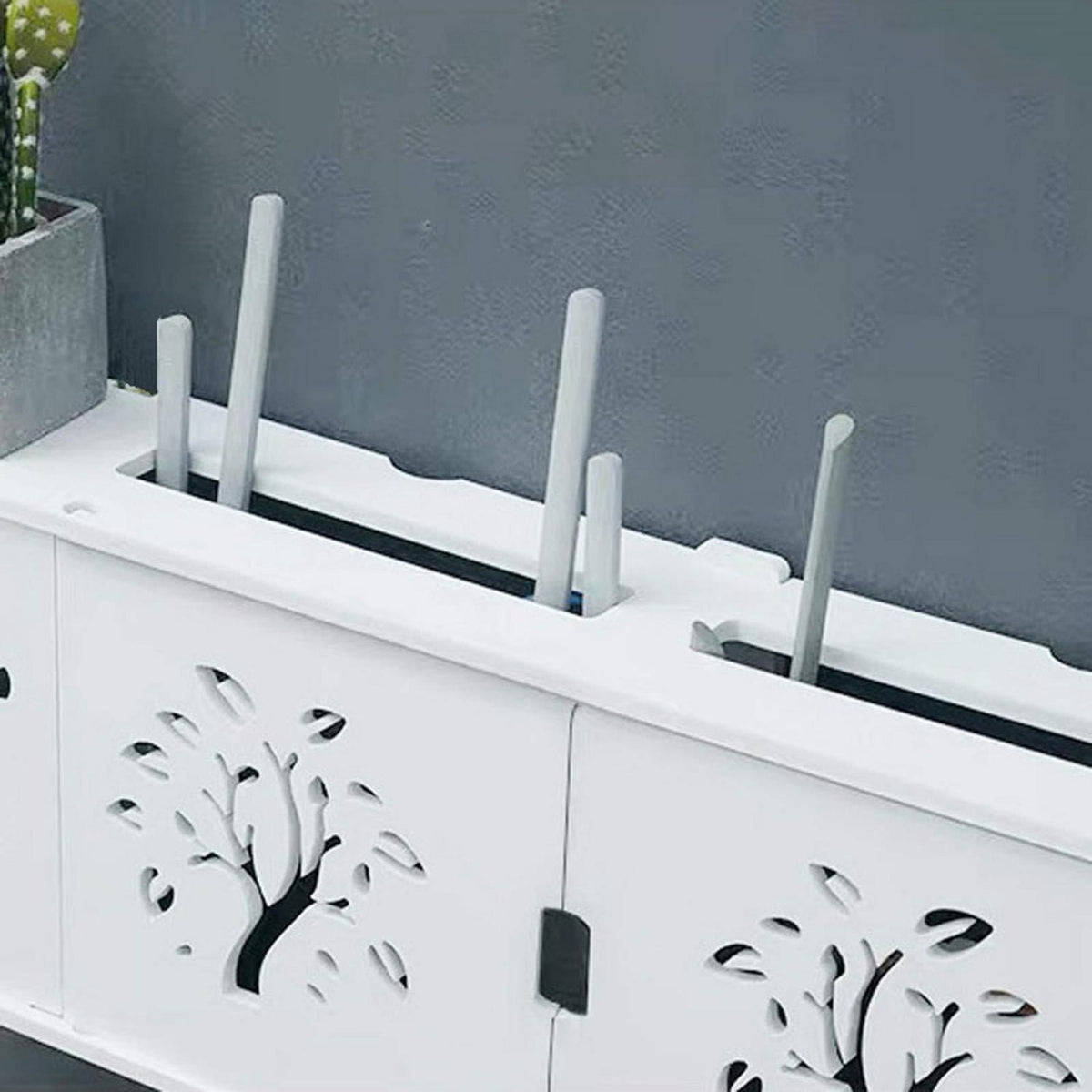 Wandregal für Router mit Kabelmanagement, Weiß