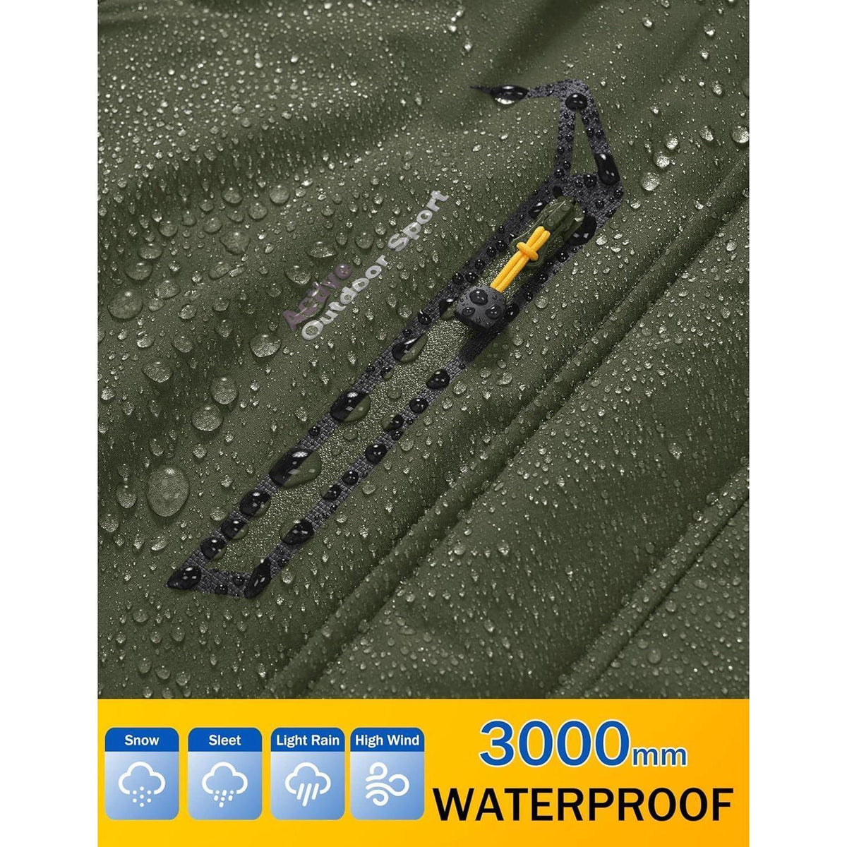 Winterjacke Herren Warm Gefüttert Wasserdicht Skijacke Armeegrün XXL