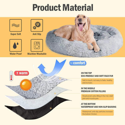 Donut Hundebett Deluxe – Weiches Plüschkissen Ø 120cm