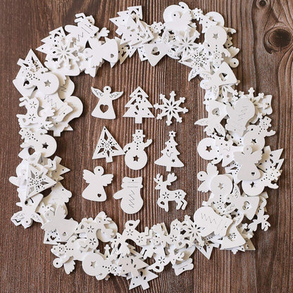 Holzanhänger Weihnachtsdeko DIY Basteln Mini Schneeflocken Streudeko
