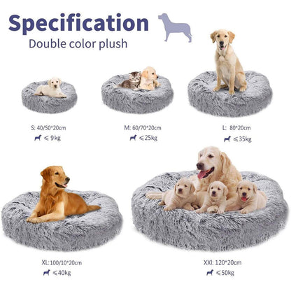 Donut Hundebett Deluxe – Weiches Plüsch Sofa Ø 120cm Schwarz