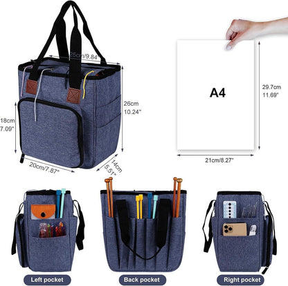 Coopay Basteltasche für Häkeln, Stricken, Kreuzstich, Garn Organizer, Reise-Aufbewahrungstasche, Wolle Nähtasche, Oxfordstoff, Aegean Blue