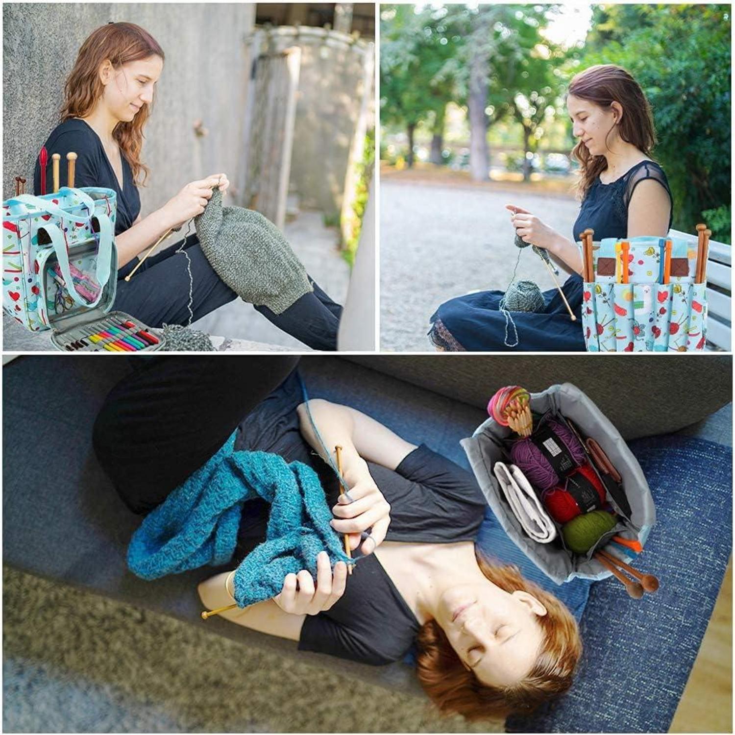 Basteltasche Häkeln Stricken Garn Organizer Aufbewahrungstasche 24,9x25,4x14cm