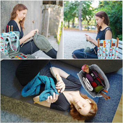Basteltasche Häkeln Stricken Garn Organizer Aufbewahrungstasche 24,9x25,4x14cm