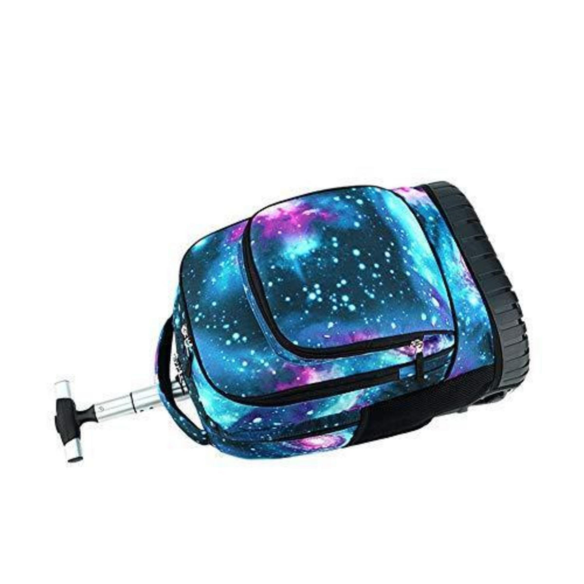 Trolley Rucksack Schulranzen mit Rollen – Sternenhimmel Grün