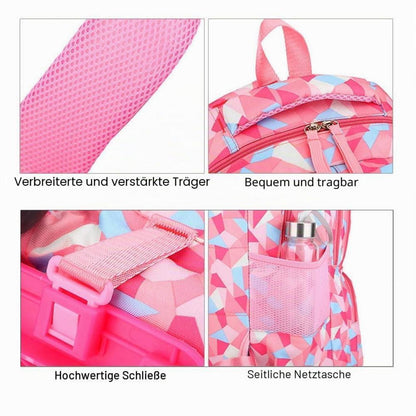 Trolley Schulranzen 6 Räder Blau – Wasserdichter Rucksack für Mädchen