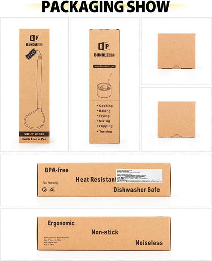 2er Set Silikon Schöpflöffel antihaftbeschichtet Suppenlöffel Hitzebeständig BPA-frei