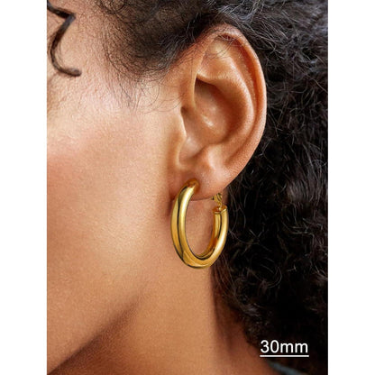 Damen Kreolen Ohrringe Edelstahl vergoldet 30mm-80mm Hoop