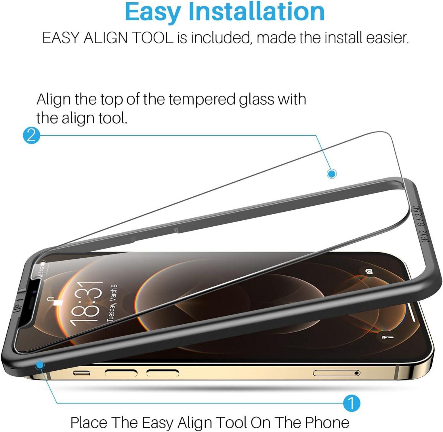 Displayschutzfolie iPhone 12 Pro 6,1 Zoll 3er Pack hartglas