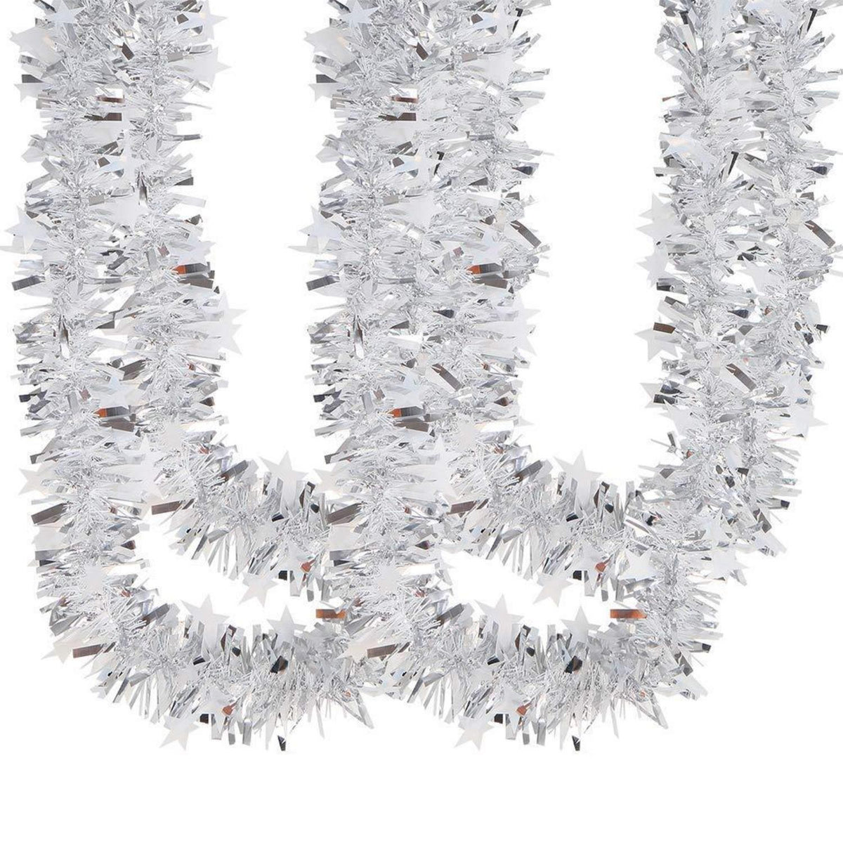 Silberne Lametta-Girlande 90cm – Weihnachtsdeko für Zuhause