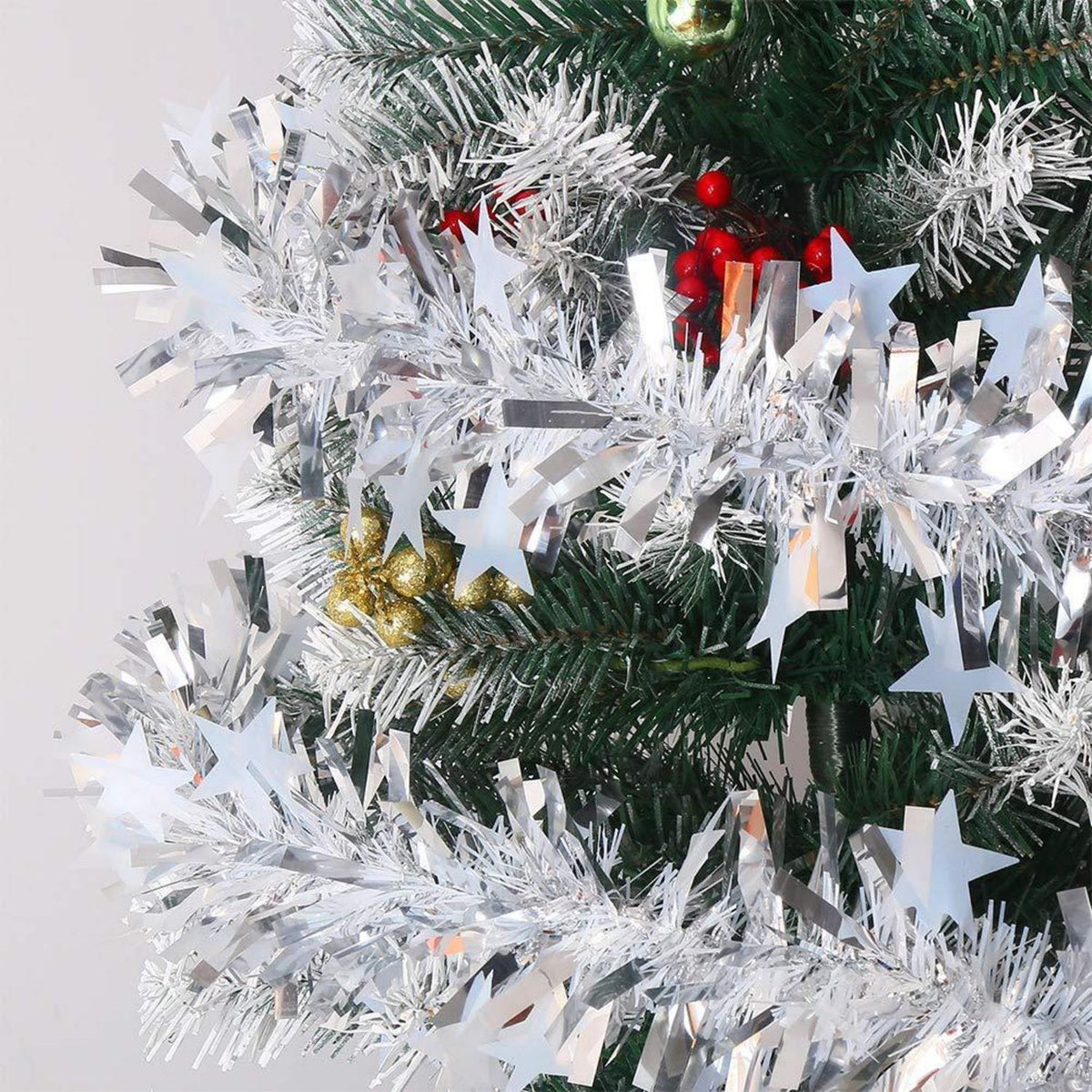 Silberne Lametta-Girlande 90cm – Weihnachtsdeko für Zuhause