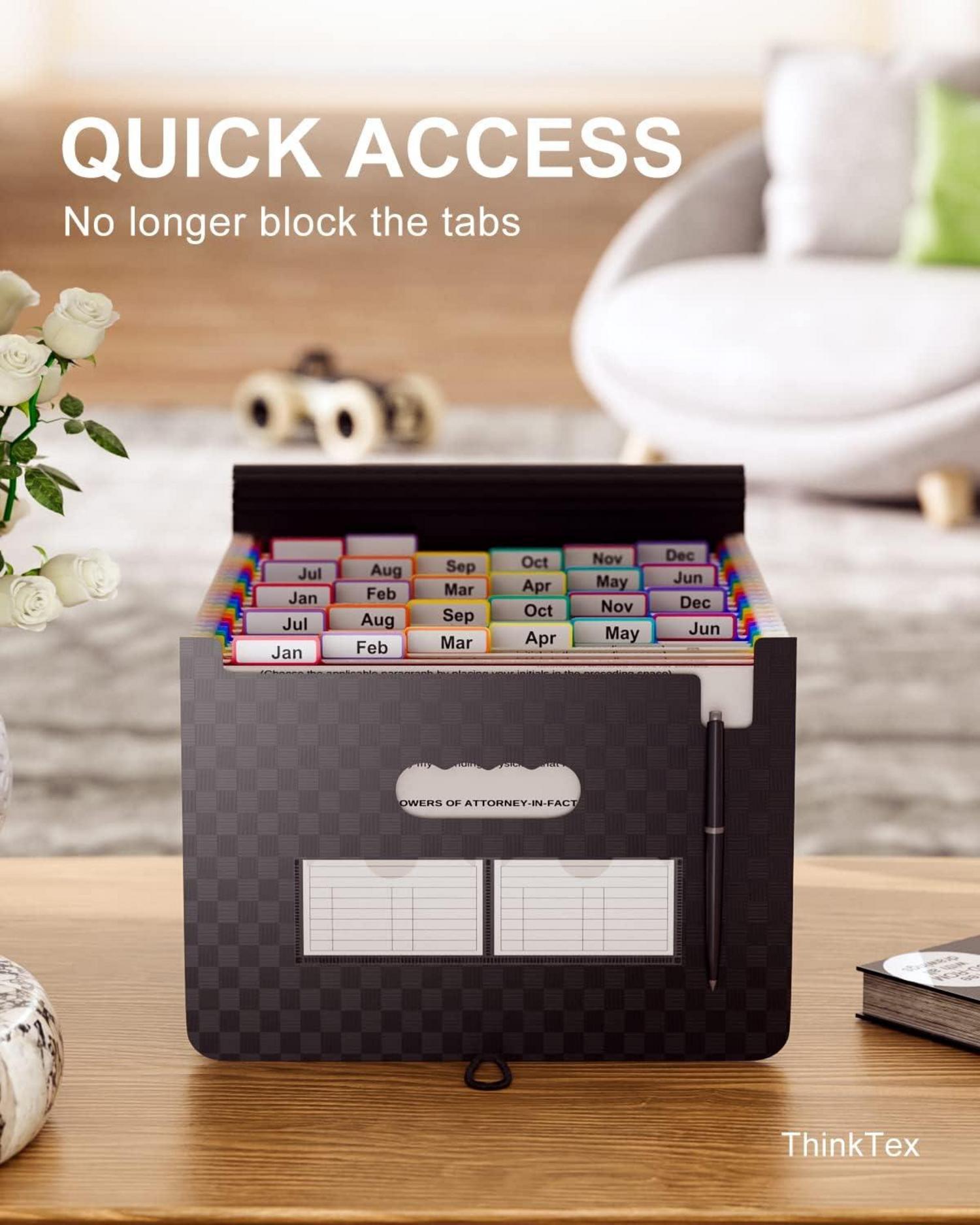 ThinkTex A4 Dokumentenmappe 26 Taschen Große Raum Fächermappe Ordner für Zuhause Büro