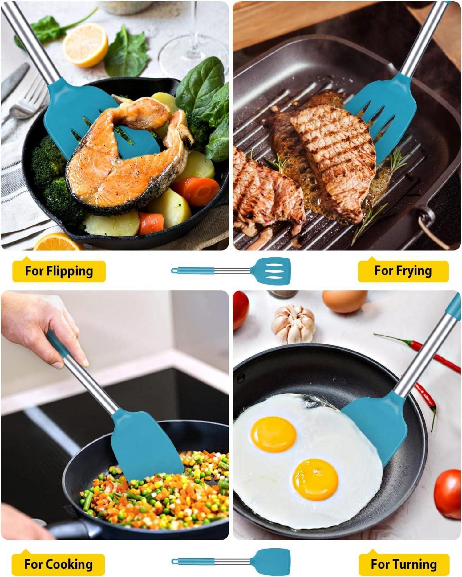 Silikon Pfannenwender antihaft, hitzebeständig, BPA-frei, 2er Set