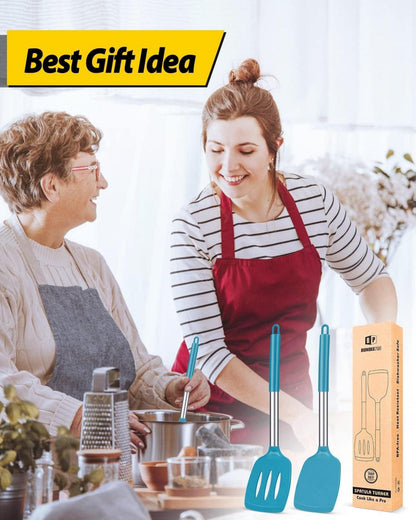 Silikon Pfannenwender schlitz robust antihaft hitzebeständig BPA-frei 2er Set