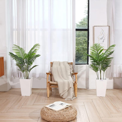 Künstliche Areca Palme 110 cm 10 Zweige Topf Schwarz 2er Pack