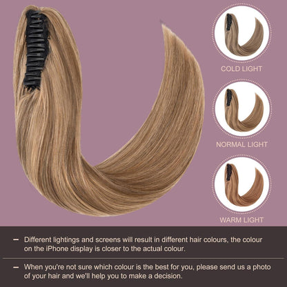 Remy Echthaar Zopf Extension 50cm #4/27 Mittelbraun Blond