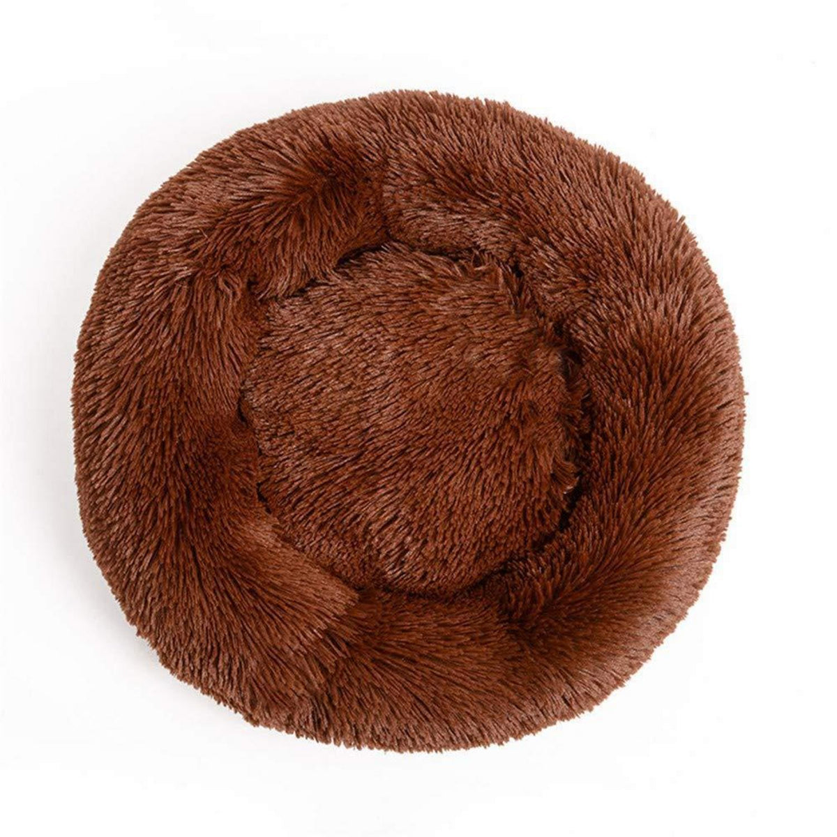 Rundes Hundebett Plüsch 110cm Braun – Weiches Kuschelkissen