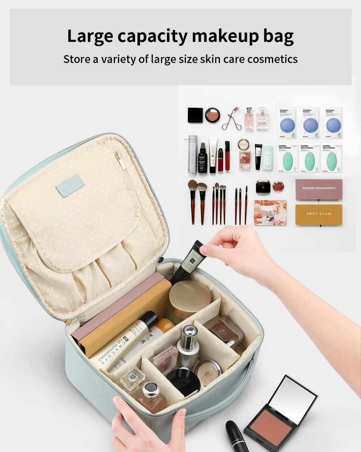 Vlando Reise Kosmetiktasche Groß Wasserdicht Make-up-Tasche Blau