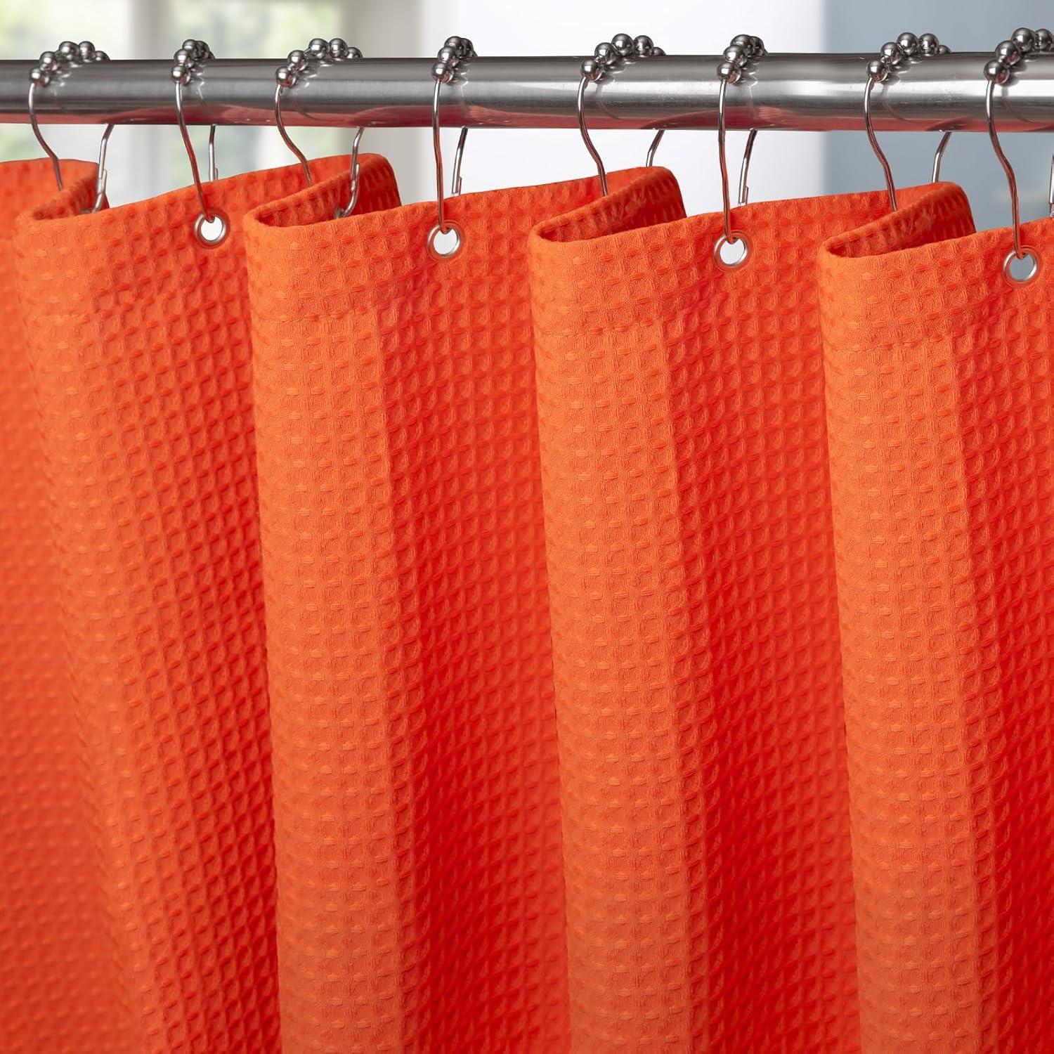 Waffel Duschvorhang Anti Schimmel Wasserdicht Orange 182x214cm