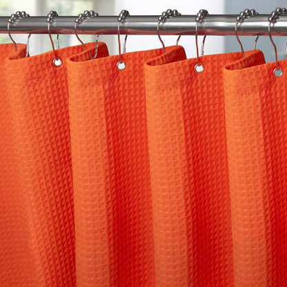 Waffel Duschvorhang Anti Schimmel Wasserdicht Orange 182x214cm