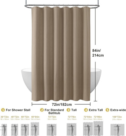 Waffel Duschvorhang Metall Duschvorhangringe khaki H214 B182 cm (1er