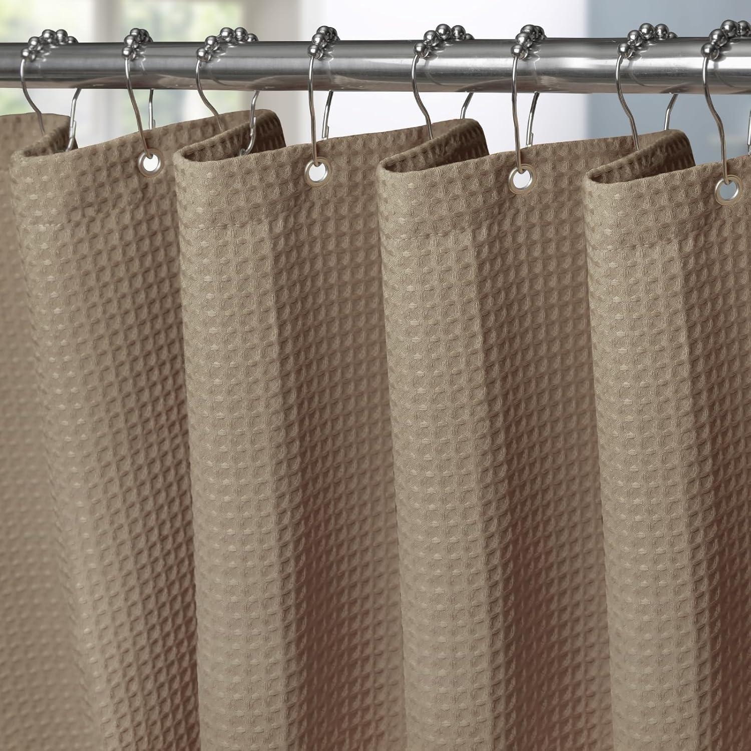 Waffel Duschvorhang Anti Schimmel Wasserdicht Set 92x182cm Khaki