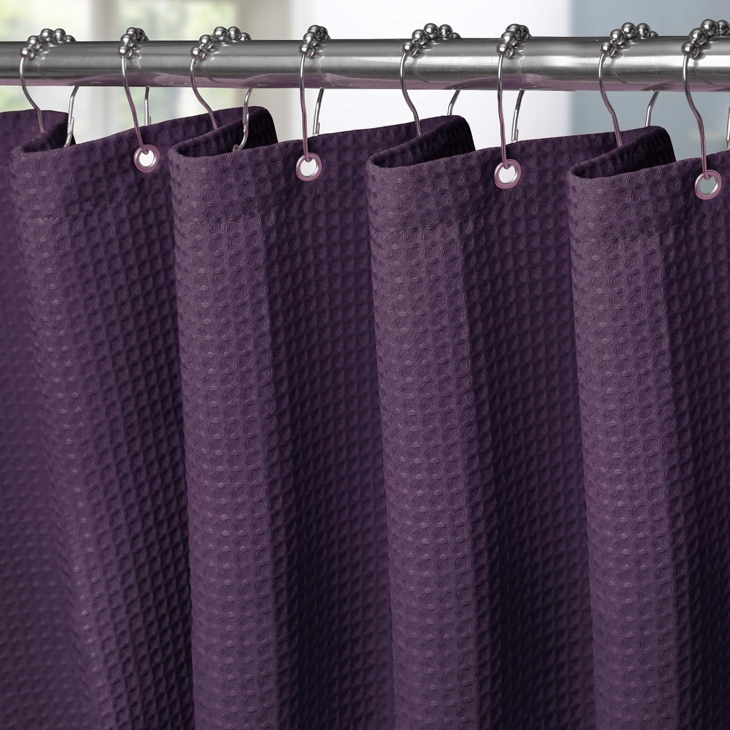 Waffel Textil Duschvorhang Anti Schimmel mit Metallringen 182x214cm
