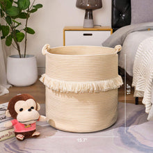 YOUDENOVA Boho Deko Wäschekorb Baumwolle 40x43cm beige